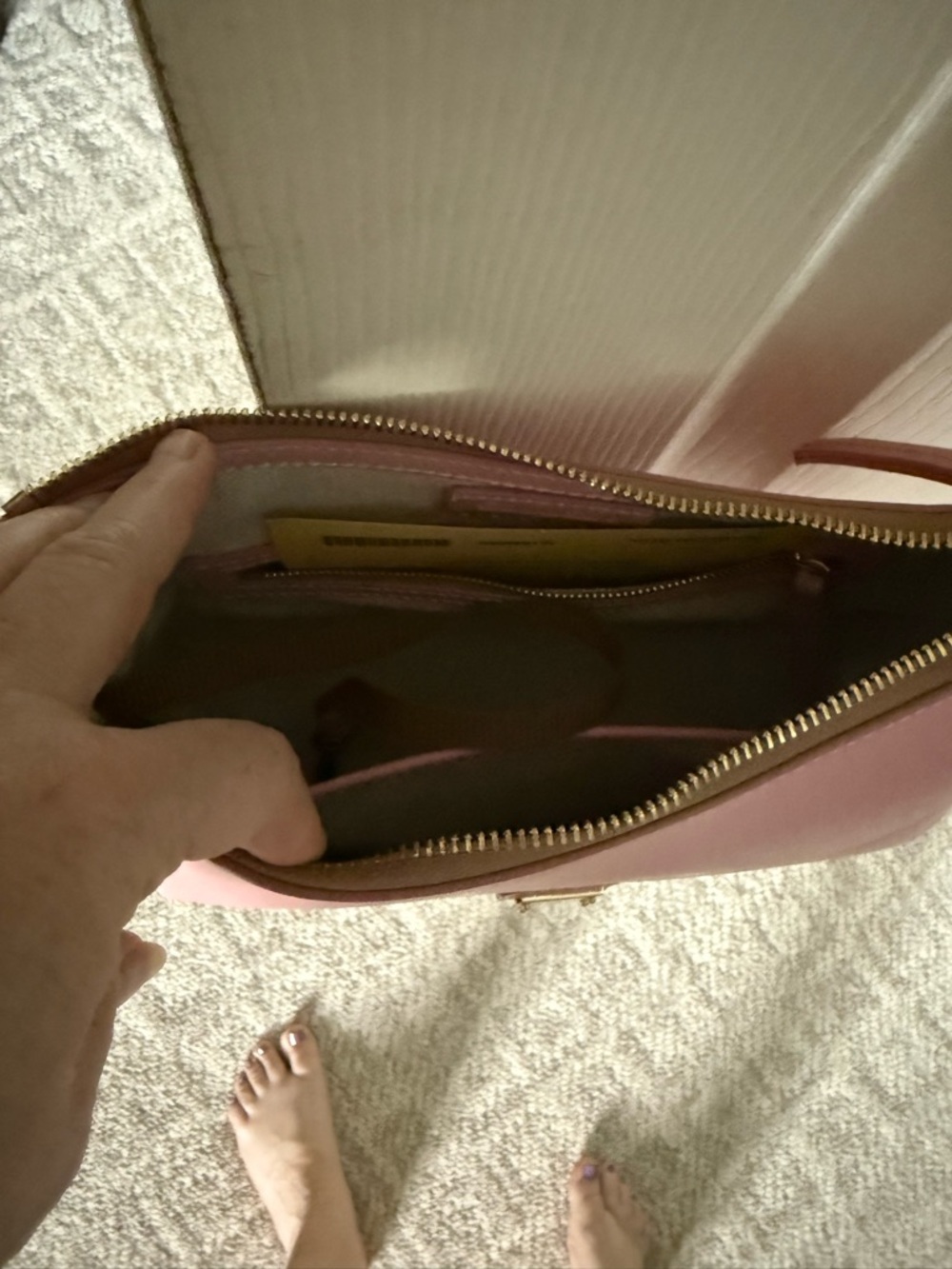 Dooney & Bourke Pink Leather Shoulder Hobo with Gold Hardware - Picture 4 of 5